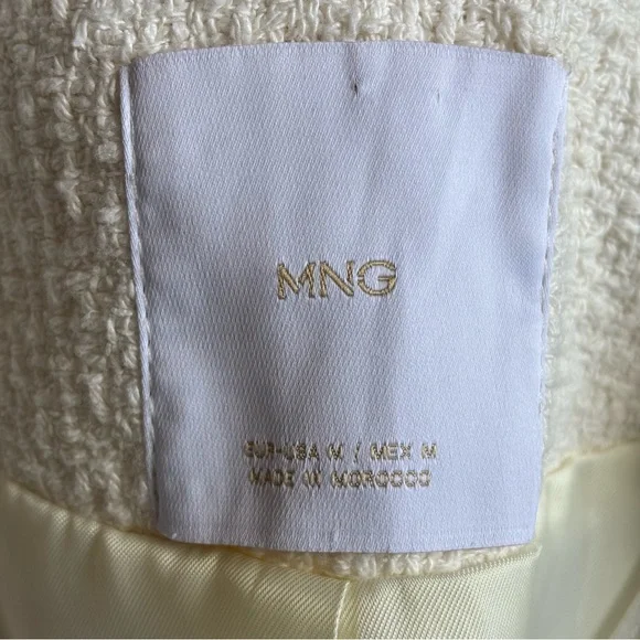 MNG Cinta Open Front Crop Tweed Jacket-Size Medium - Picture 8 of 13